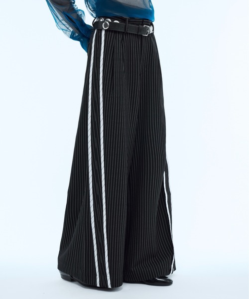 スラックス Stripe line wide straight pants / ストライプサイド