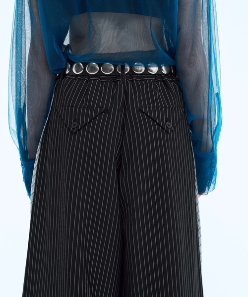 スラックス Stripe line wide straight pants / ストライプサイド