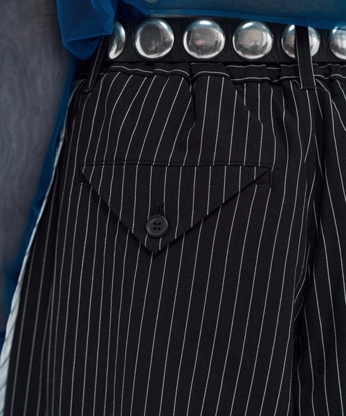 スラックス Stripe line wide straight pants / ストライプサイド