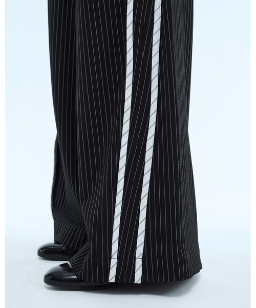 スラックス Stripe line wide straight pants / ストライプサイド