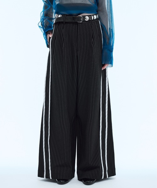 スラックス Stripe line wide straight pants / ストライプサイド