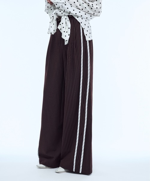 スラックス Stripe line wide straight pants / ストライプサイド