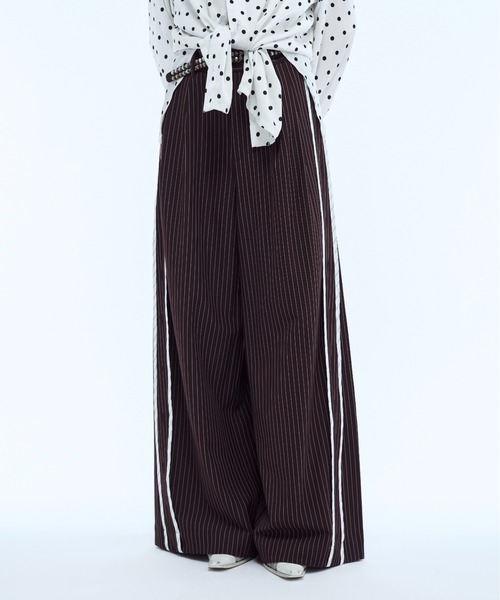 スラックス Stripe line wide straight pants / ストライプサイド