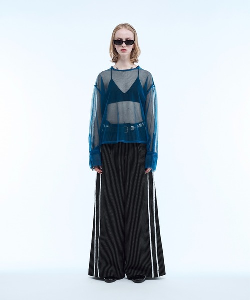 スラックス Stripe line wide straight pants / ストライプサイド