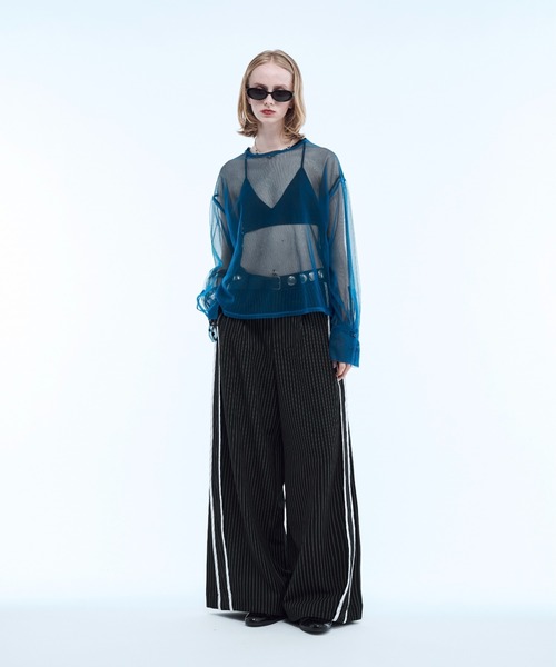 スラックス Stripe line wide straight pants / ストライプサイド