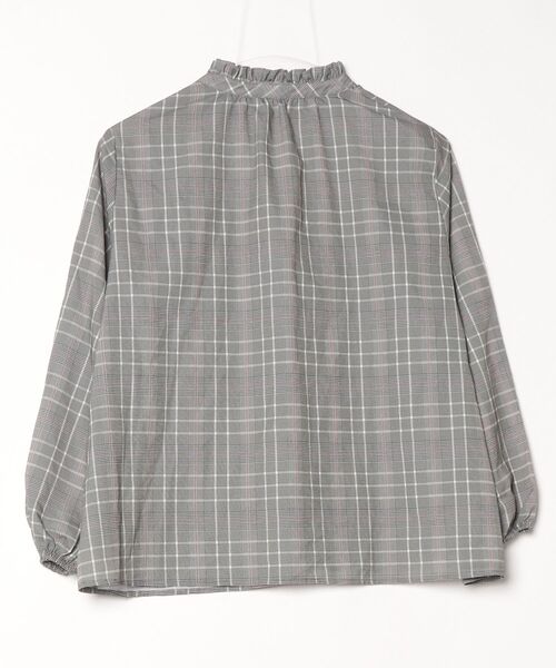 「OLIVE des OLIVE」 チェック柄7分袖ブラウス M グレー レディース_画像2