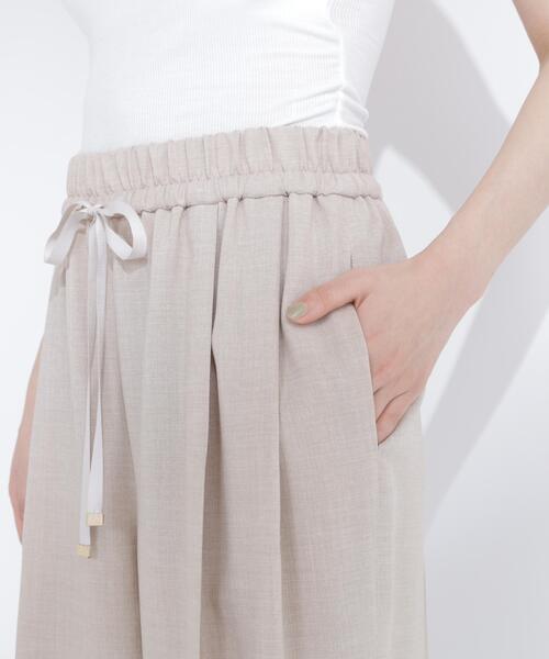 ワイドパンツ パンツ 麻調ワイドパンツ レディースの画像