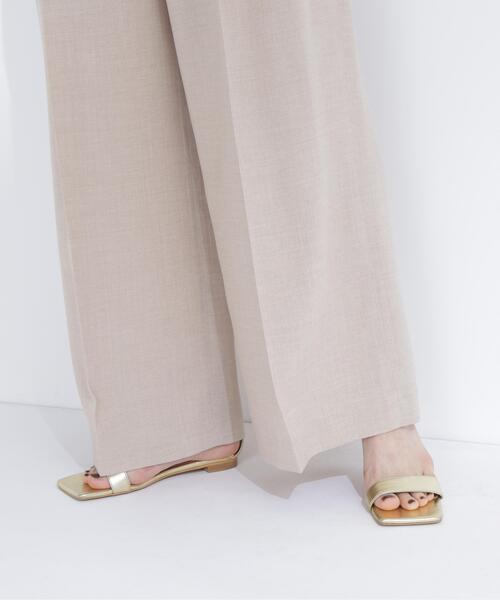 ワイドパンツ パンツ 麻調ワイドパンツ レディースの画像