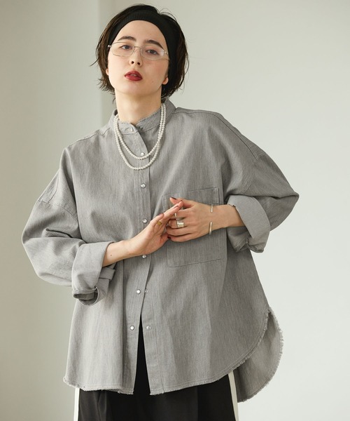 「GEORGE'S」 長袖ブラウス SMALL グレー レディース_画像9