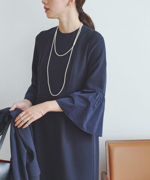 「URBAN RESEARCH」 長袖ワンピース 38 ネイビー レディース_画像3