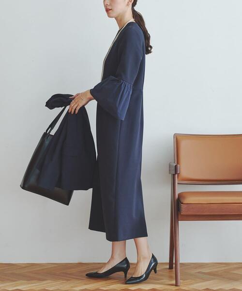 「URBAN RESEARCH」 長袖ワンピース 38 ネイビー レディース_画像4