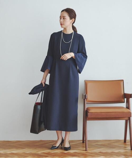 「URBAN RESEARCH」 長袖ワンピース 38 ネイビー レディース_画像8