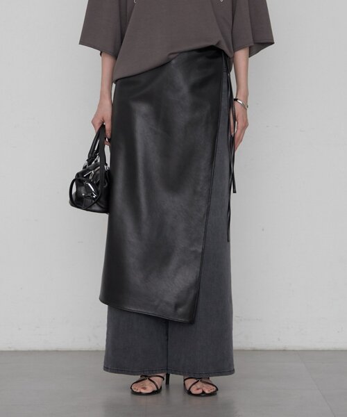 レザレクション　黒ラップスカート　XS Loungedress（ラウンジドレス） スカート 「いつものボトムにプラス