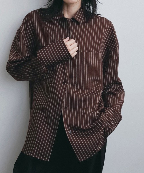 anuke（アンヌーク） ブラウス シャツ Opencollar Stripe Shirts