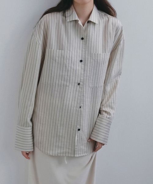 anuke（アンヌーク） ブラウス シャツ Opencollar Stripe Shirts