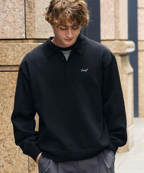 HECT ポロシャツ 「HECT」Sweat-Like Oversized Knit Polo