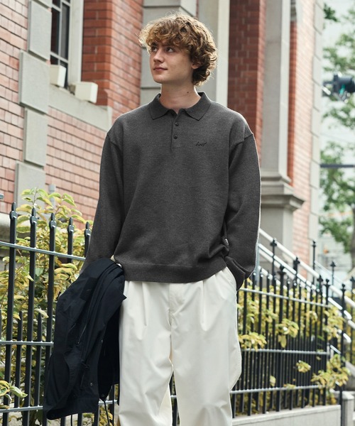 HECT ポロシャツ 「HECT」Sweat-Like Oversized Knit Polo
