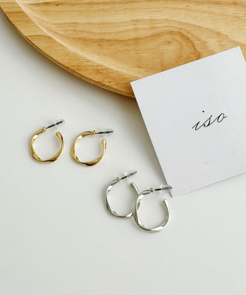 iso ピアス シンプルニュアンスフープピアス レディース メンズ