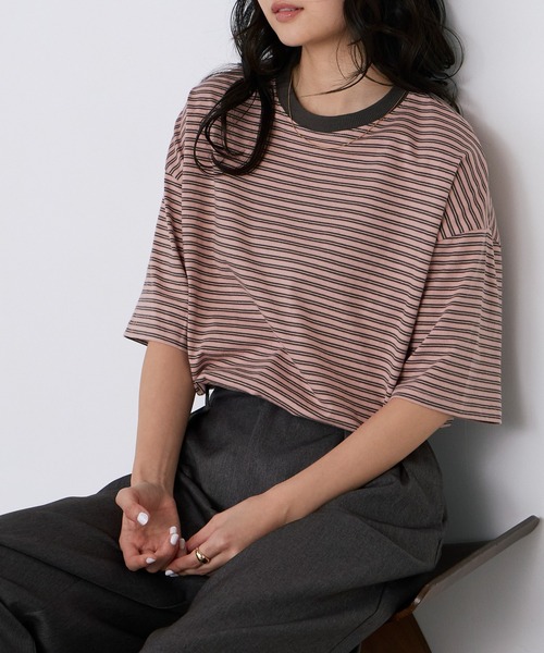 forksy.（フォルクシー） tシャツ 「forksy.」半袖配色リブオーバー