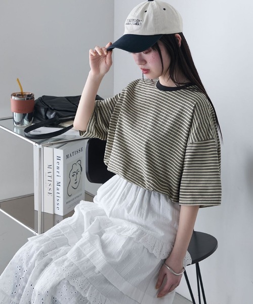 forksy.（フォルクシー） tシャツ 「forksy.」半袖配色リブオーバー