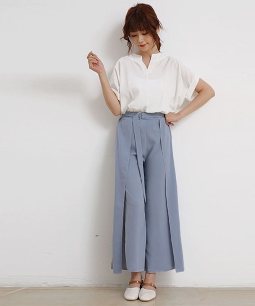 パンツ スリット入り洒落感ワイドパンツ レディース : ZOZOTOWN