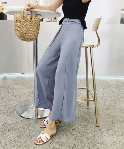 ベージュ ワイドパンツ スリット入り パンツ スリット入り洒落感ワイドパンツ レディース : ZOZOTOWN