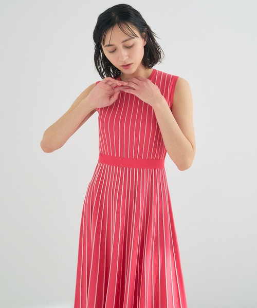 ANAYI ワンピース 「WEB限定カラー」レーヨンナイロンストライプ