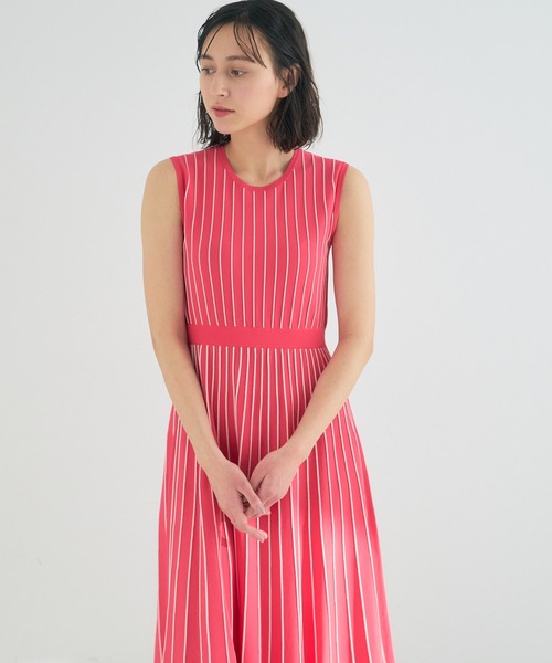 ANAYI ワンピース 「WEB限定カラー」レーヨンナイロンストライプ
