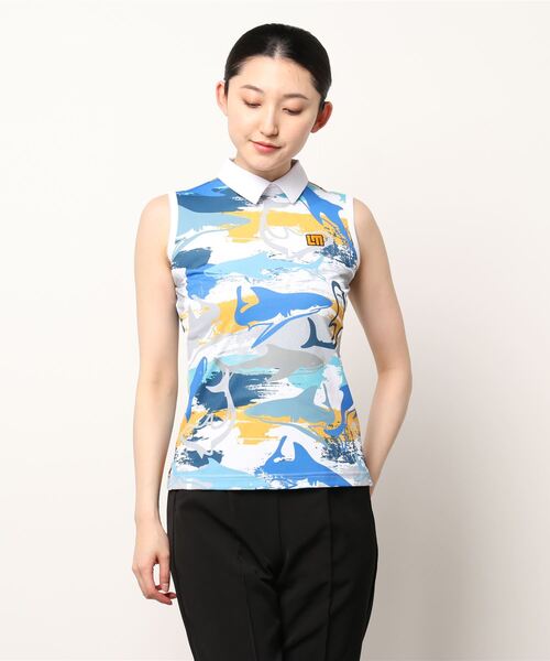 ブラウス シャツ 「Loudmouth/ラウドマウス」レディースニットサッカーノースリーブシャツ　ゴルフ レディース ブラウス シャツ 「Loudmouth/ラウドマウス」レディースニット