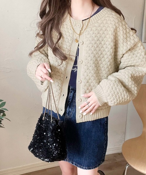 mily bilet カーディガン 「mily bilet」2wayぽこぽこ軽量