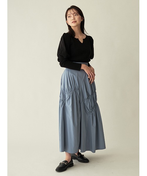 Stylevoice for xxx スカート タフタギャザーデザインスカート