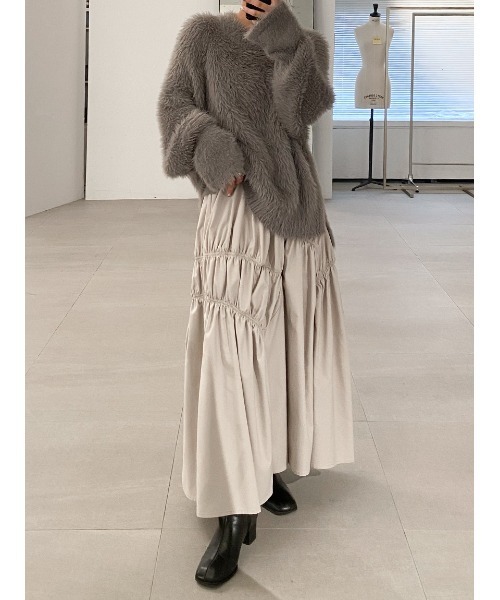 Stylevoice for xxx スカート タフタギャザーデザインスカート
