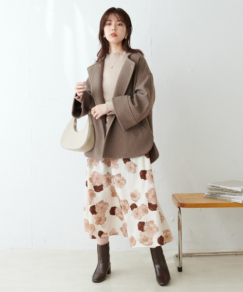 natural couture ロング スカート アソート柄フレアスカート