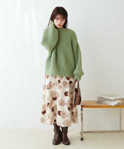 natural couture ロング スカート アソート柄フレアスカート