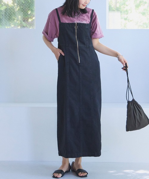 デニムのワンピース LAVEANGE ワンピース フロントファスナーデニムワンピース
