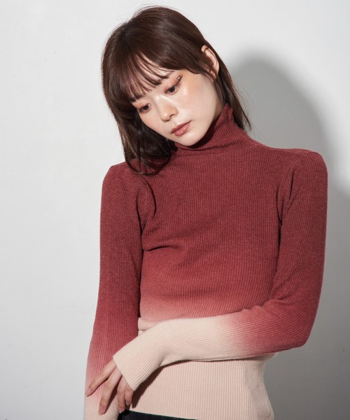 ハイネック ジップ グラデーション ニットセーター 韓国 お洒落 楽天市場】ニット トップス セーター ジップ ハイネック 長袖