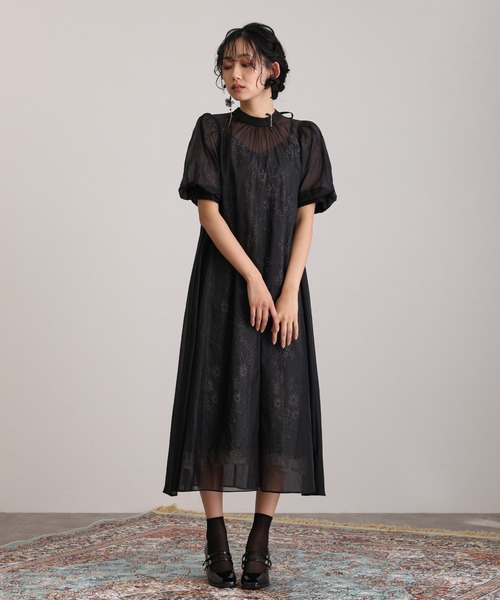 atlo（アトロ） ドレス 袖あり＆ロング パーティードレス シアー