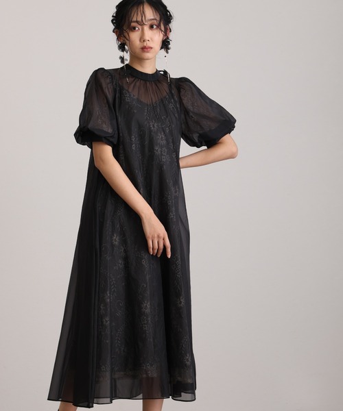 atlo（アトロ） ドレス 袖あり＆ロング パーティードレス シアー