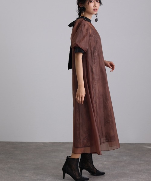 atlo（アトロ） ドレス 袖あり＆ロング パーティードレス シアー