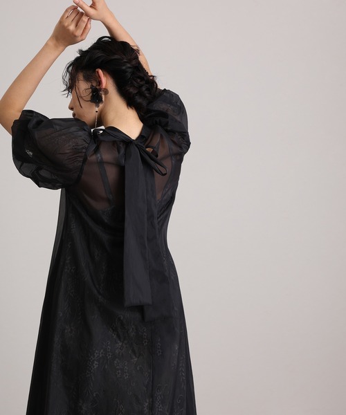 atlo（アトロ） ドレス 袖あり＆ロング パーティードレス シアー