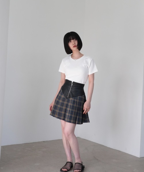 Uenui スカート 「ZOZO限定」フェイクレザー チェックスカート ミニ