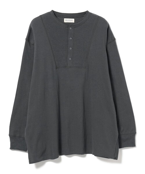 tシャツ Tシャツ BEAMS BOY / リブ スウィッチ ヘンリーネック ロング 