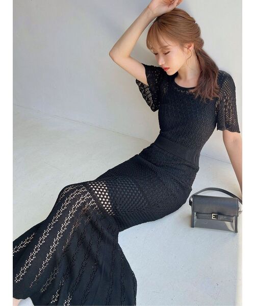 DIOTIMA◆ストレッチクロシェニット マキシワンピース DIOTIMA ストレッチクロシェニット マキシワンピース パネル