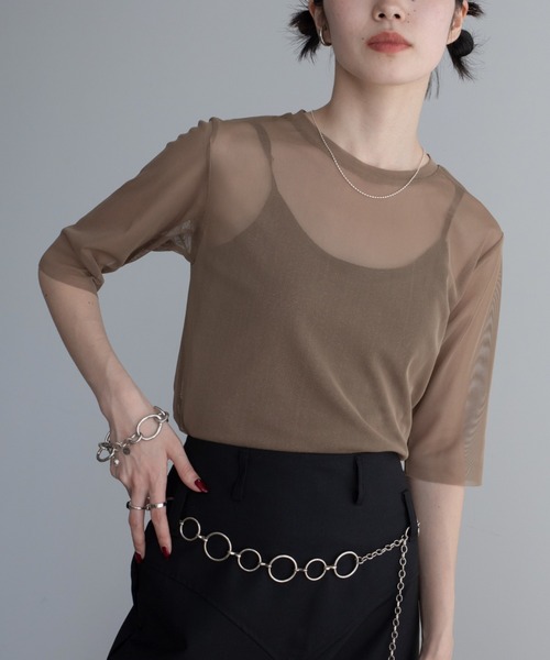 tシャツ ハーフスリーブクルーシアートップス レディース