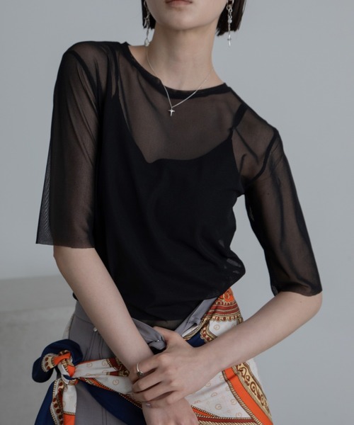 tシャツ ハーフスリーブクルーシアートップス レディース