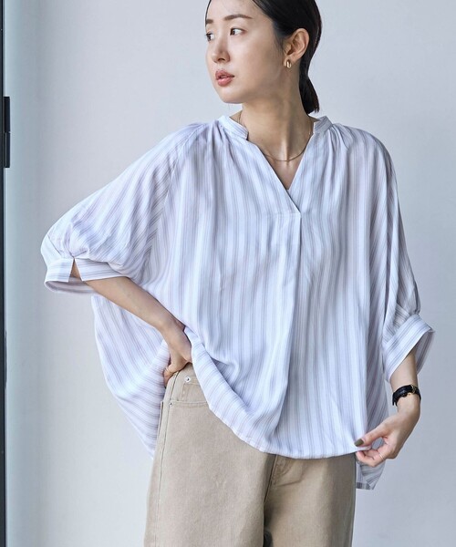 ブラウス シャツ ストライプスキッパーノースリーブシャツ レディース KOEISTORE ブラウス レディース スキッパーシャツ 春 夏 春夏