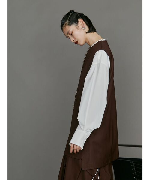 UN3D. ベスト ジレ FRINGE POINT LONG VEST / フリンジポイント