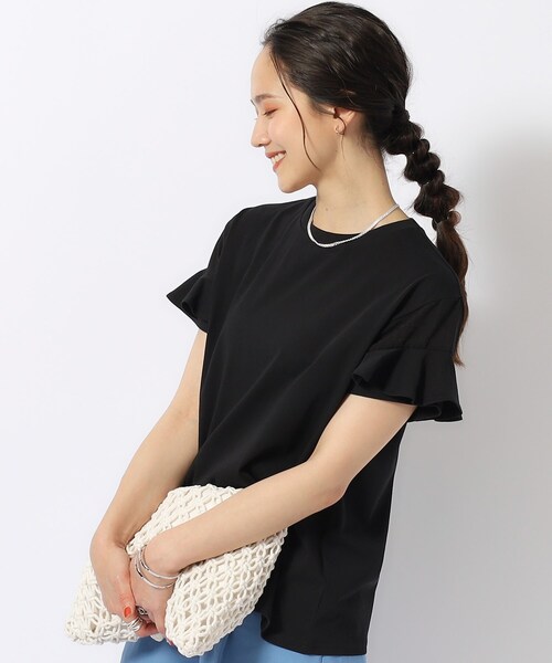 DRESKIP tシャツ ほんのり甘い シアーチェック お袖フリル