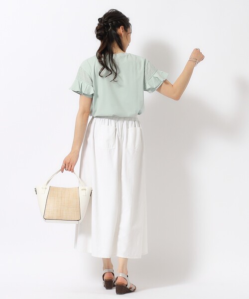 DRESKIP tシャツ ほんのり甘い シアーチェック お袖フリル
