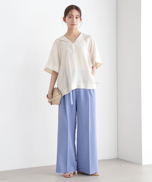 NANO universe（ナノ・ユニバース） パンツ メランジドライ ベルト付き